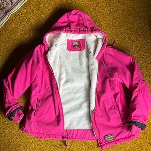 Schmidt Workwear Womens Coat MED Heavy Canvas Sherpa Lined Hood Hot Pink Chore
